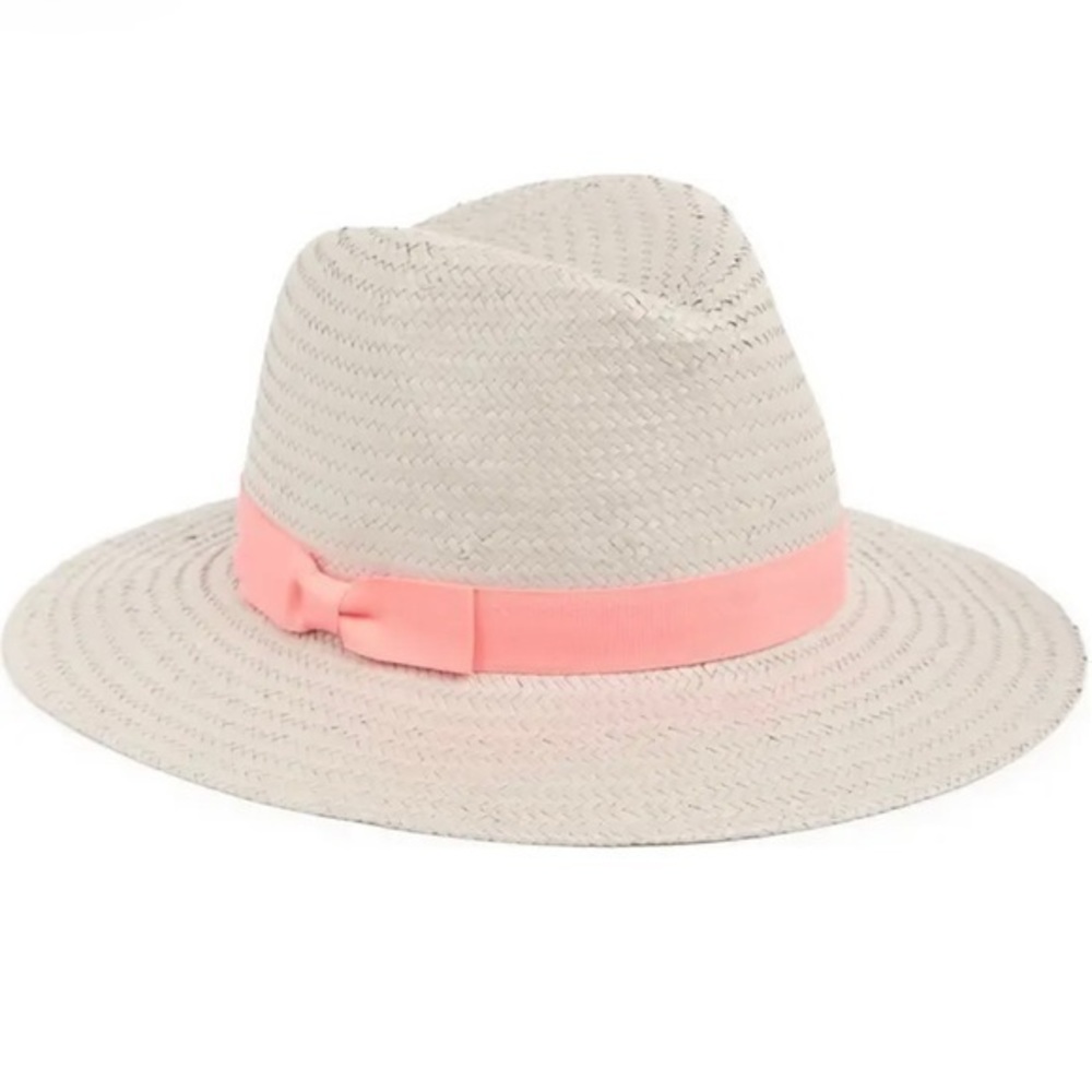 Panama Hat - Woven Construction - Gray Combo - Contrast ribbed panel with bow